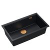Quadron LOGAN 110 GraniteQ zlewozmywak pure carbon 76x44x23,5 cm 1-komorowy wpuszczany z syfonem manualnym miedziany HQD7644U7PVDC1I